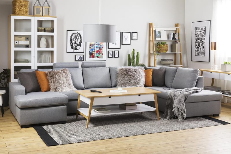Crazy 5-personers Venstrevendt U-formet X-Large Sofa med Chaiselong i Stof - Grå - Møbler - Sofaer - U Sofa