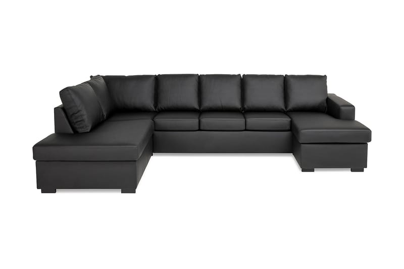 Crazy 5-personers Venstrevendt U-formet Sofa med Chaiselong i Kunstlæder - Sort - Møbler - Sofaer - U Sofa