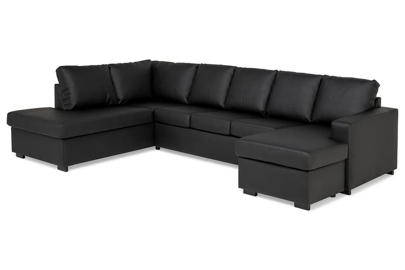 Crazy 5-personers Venstrevendt U-formet Sofa med Chaiselong i Kunstlæder - Sort - Møbler - Sofaer - U Sofa