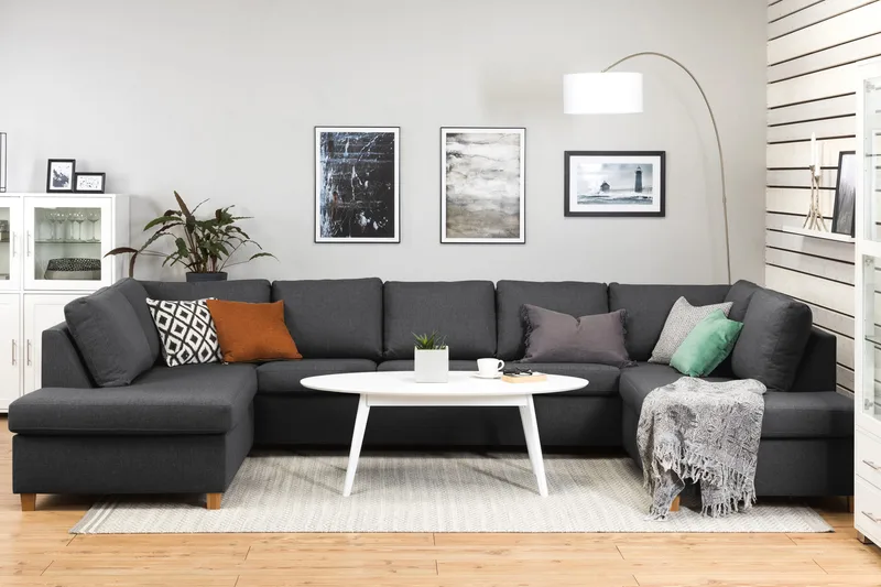 Crazy 5-personers U-formet Sofa med dobbeltchaiselong i Stof - Mørkegrå - Møbler - Sofaer - U Sofa