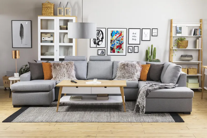 Crazy 5-personers Højrevendt U-formet X-Large Sofa med Chaiselong i Stof - Grå - Møbler - Sofaer - U Sofa