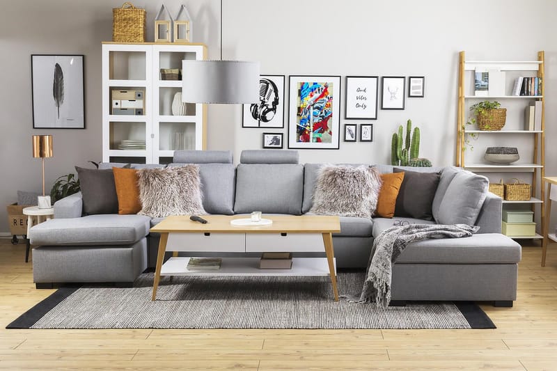 Crazy 5-personers Højrevendt U-formet X-Large Sofa med Chaiselong i Stof - Grå - Møbler - Sofaer - U Sofa