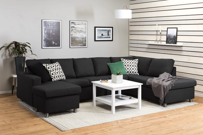 Crazy 5-personers Højrevendt U-formet X-Large Sofa med Chaiselong i Stof - Antracit - Møbler - Sofaer - U Sofa