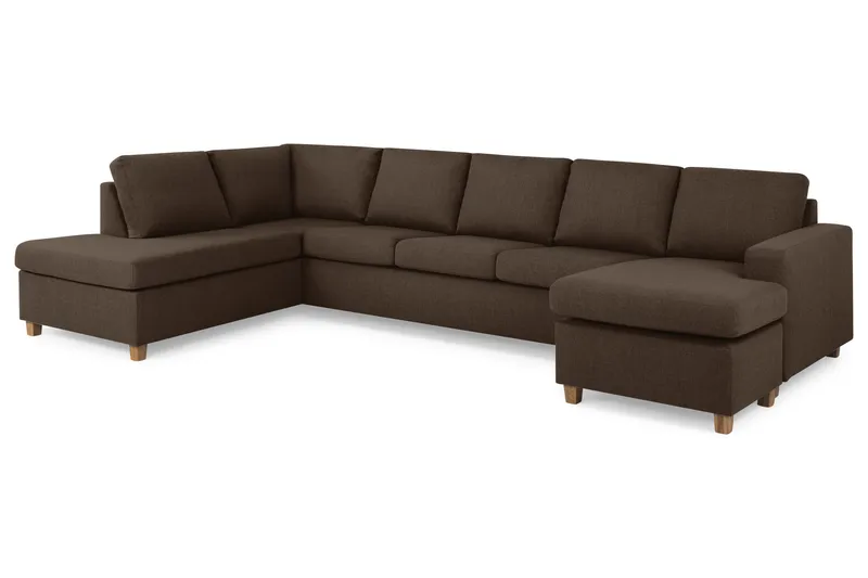 Crazy 5-personers Venstrevendt U-formet X-Large Sofa med Chaiselong i Stof - Brun - Møbler - Sofaer - U Sofa