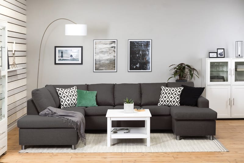 Crazy 5-personers Venstrevendt U-formet Sofa med Chaiselong i Stof - Mørkegrå - Møbler - Sofaer - U Sofa