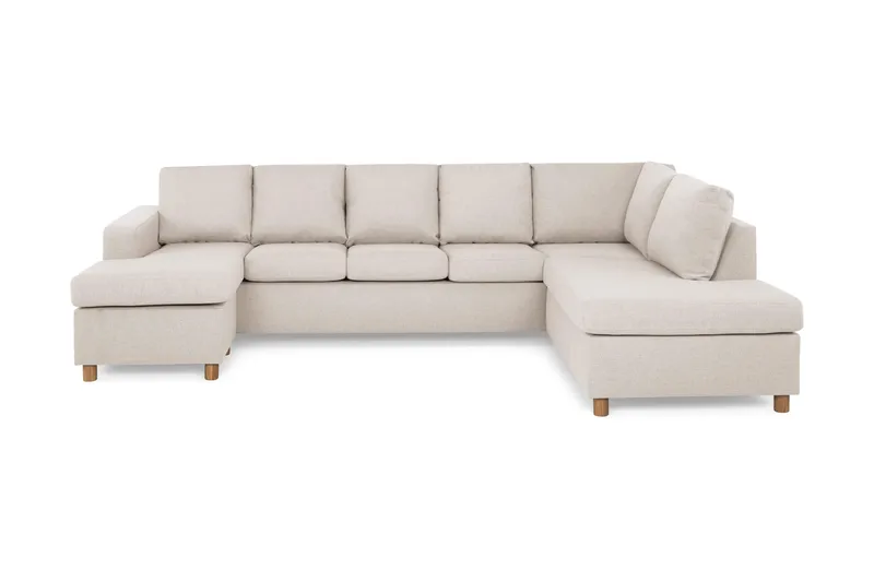 Crazy 5-personers Højrevendt U-formet X-Large Sofa med Chaiselong i Stof, Beige