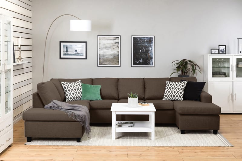 Crazy 5-personers Venstrevendt U-formet Sofa med Chaiselong i Stof - Brun - Møbler - Sofaer - U Sofa