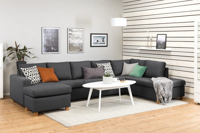 Crazy 5-personers Højrevendt U-formet X-Large Sofa med Chaiselong i Stof - Mørkegrå - Møbler - Sofaer - U Sofa
