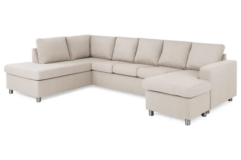 Crazy 5-personers Venstrevendt U-formet Sofa med Chaiselong i Stof - Beige - Møbler - Sofaer - U Sofa