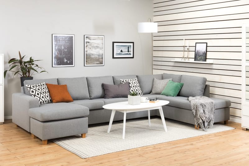 Crazy 5-personers Højrevendt U-formet X-Large Sofa med Chaiselong i Stof - Grå - Møbler - Sofaer - U Sofa