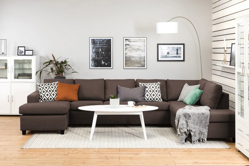 Crazy 5-personers Højrevendt U-formet X-Large Sofa med Chaiselong i Stof - Brun - Møbler - Sofaer - U Sofa