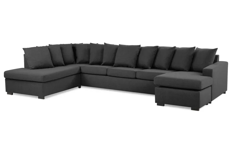 Crazy 5-personers Venstrevendt U-formet X-Large Sofa med Divan og Chaiselong i Stof inkl. Kuvertpuder - Mørkegrå - Møbler - Sofaer - U Sofa