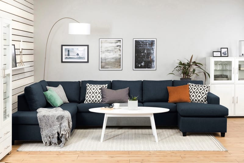 Crazy 5-personers Venstrevendt U-formet X-Large Sofa med Chaiselong i Stof - Blå - Møbler - Sofaer - U Sofa