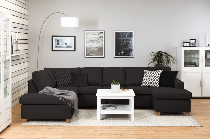 Crazy 5-personers Venstrevendt U-formet Sofa med Chaiselong i Stof - Antracit - Møbler - Sofaer - U Sofa