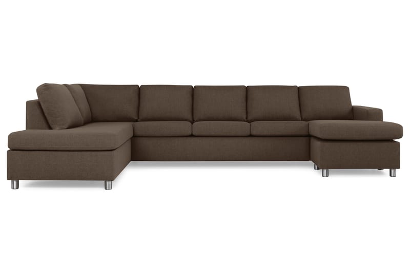 Crazy 5-personers Venstrevendt U-formet X-Large Sofa med Chaiselong i Stof - Brun - Møbler - Sofaer - U Sofa