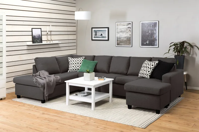 Crazy 5-personers Venstrevendt U-formet Sofa med Chaiselong i Stof - Mørkegrå - Møbler - Sofaer - U Sofa