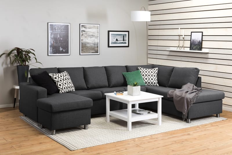 Crazy 5-personers Højrevendt U-formet X-Large Sofa med Chaiselong i Stof - Mørkegrå - Møbler - Sofaer - U Sofa