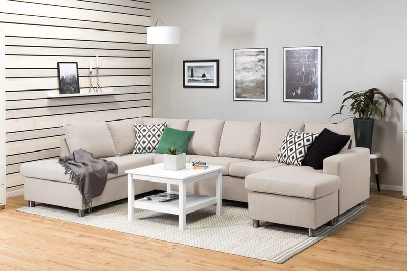 Crazy 5-personers Venstrevendt U-formet Sofa med Chaiselong i Stof - Beige - Møbler - Sofaer - U Sofa