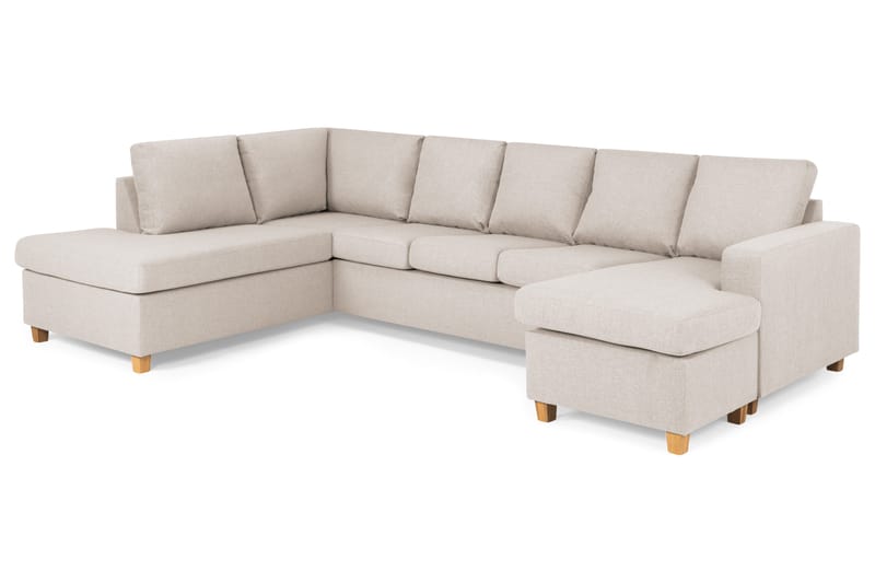 Crazy 5-personers Venstrevendt U-formet Sofa med Chaiselong i Stof - Beige - Møbler - Sofaer - U Sofa