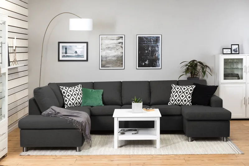 Crazy 5-personers Venstrevendt U-formet Sofa med Chaiselong i Stof - Antracit - Møbler - Sofaer - U Sofa