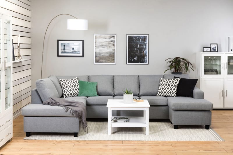 Crazy 5-personers Venstrevendt U-formet Sofa med Chaiselong i Stof - Grå - Møbler - Sofaer - U Sofa