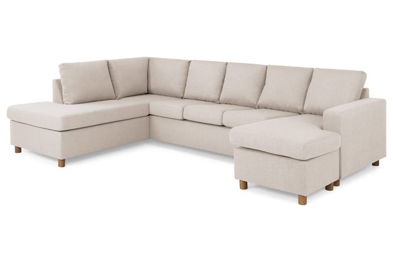 Crazy 5-personers Venstrevendt U-formet Sofa med Chaiselong i Stof - Beige - Møbler - Sofaer - U Sofa