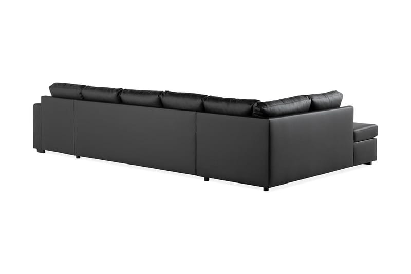 Crazy 5-personers Venstrevendt U-formet X-Large Sofa med Chaiselong i Kunstlæder - Sort - Møbler - Sofaer - U Sofa