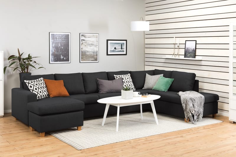 Crazy 5-personers Højrevendt U-formet X-Large Sofa med Chaiselong i Stof - Antracit - Møbler - Sofaer - U Sofa