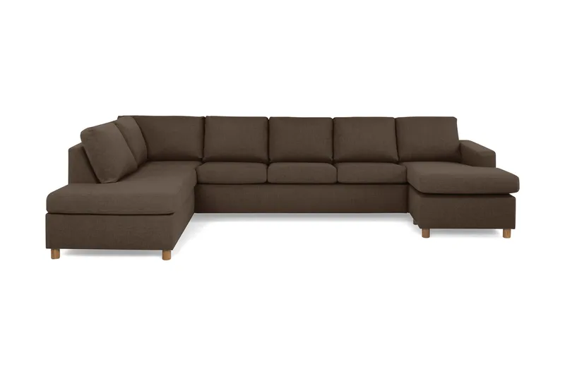Crazy 5-personers Venstrevendt U-formet X-Large Sofa med Chaiselong i Stof, Brun