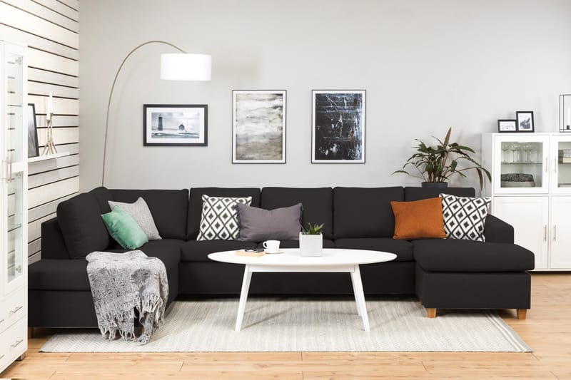 Crazy 5-personers Venstrevendt U-formet X-Large Sofa med Chaiselong i Stof - Antracit - Møbler - Sofaer - U Sofa
