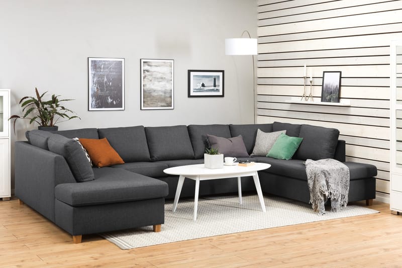 Crazy 5-personers U-formet Sofa med dobbeltchaiselong i Stof - Mørkegrå - Møbler - Sofaer - U Sofa