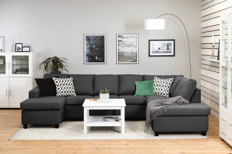 Crazy 5-personers Højrevendt U-formet X-Large Sofa med Chaiselong i Stof - Mørkegrå - Møbler - Sofaer - U Sofa