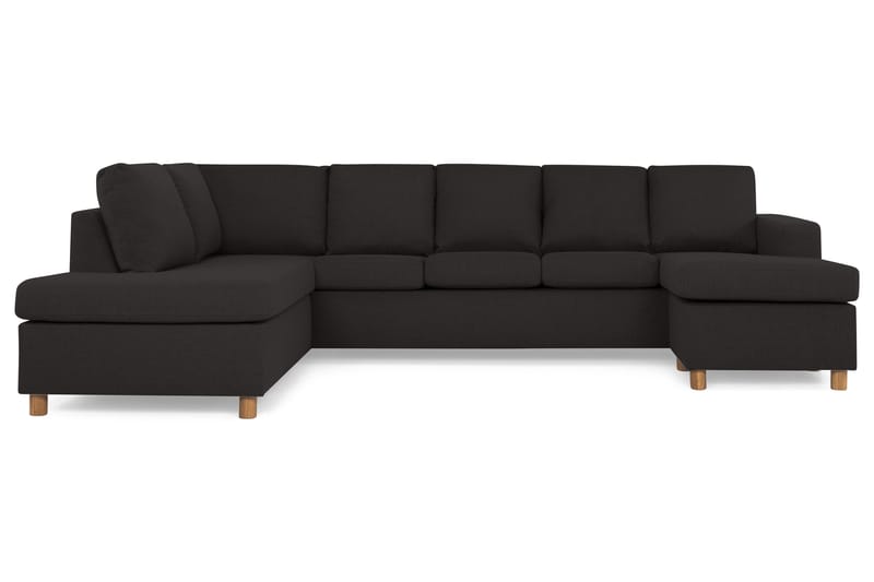 Crazy 5-personers Venstrevendt U-formet Sofa med Chaiselong i Stof, Antracit