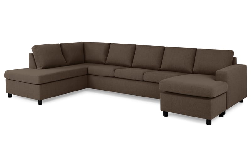 Crazy 5-personers Venstrevendt U-formet X-Large Sofa med Chaiselong i Stof - Brun - Møbler - Sofaer - U Sofa