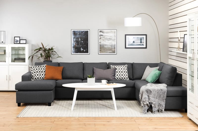 Crazy 5-personers Højrevendt U-formet X-Large Sofa med Chaiselong i Stof - Mørkegrå - Møbler - Sofaer - U Sofa