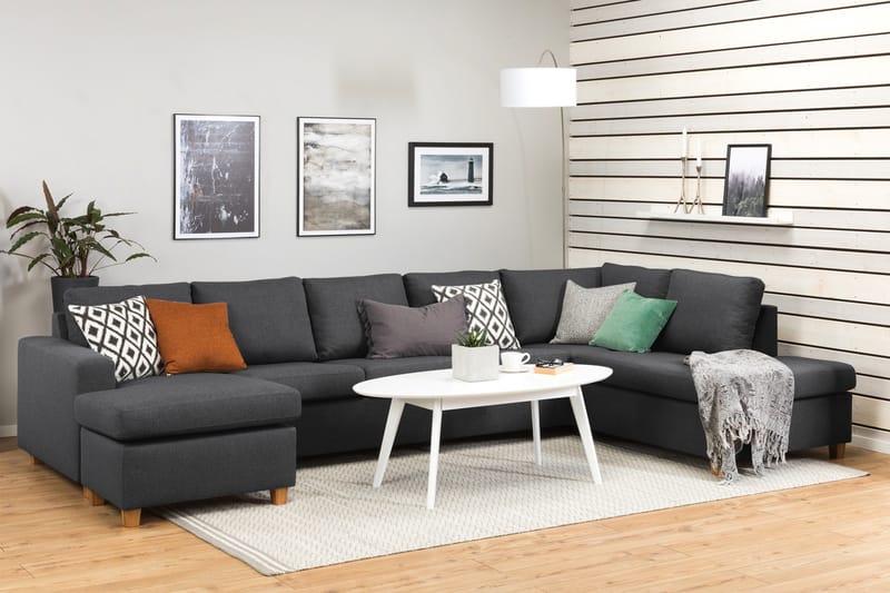 Crazy 5-personers Højrevendt U-formet X-Large Sofa med Chaiselong i Stof - Mørkegrå - Møbler - Sofaer - U Sofa