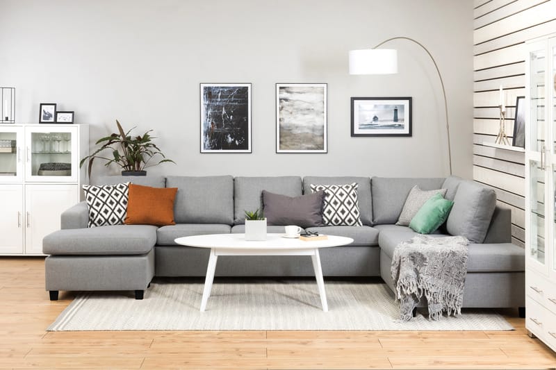 Crazy 5-personers Højrevendt U-formet X-Large Sofa med Chaiselong i Stof - Grå - Møbler - Sofaer - U Sofa
