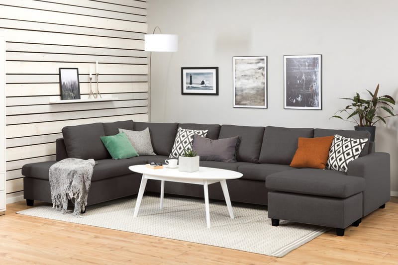 Crazy 5-personers Venstrevendt U-formet X-Large Sofa med Chaiselong i Stof - Mørkegrå - Møbler - Sofaer - U Sofa