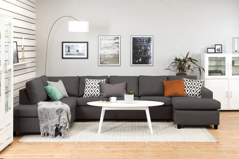 Crazy 5-personers Venstrevendt U-formet X-Large Sofa med Chaiselong i Stof - Mørkegrå - Møbler - Sofaer - U Sofa