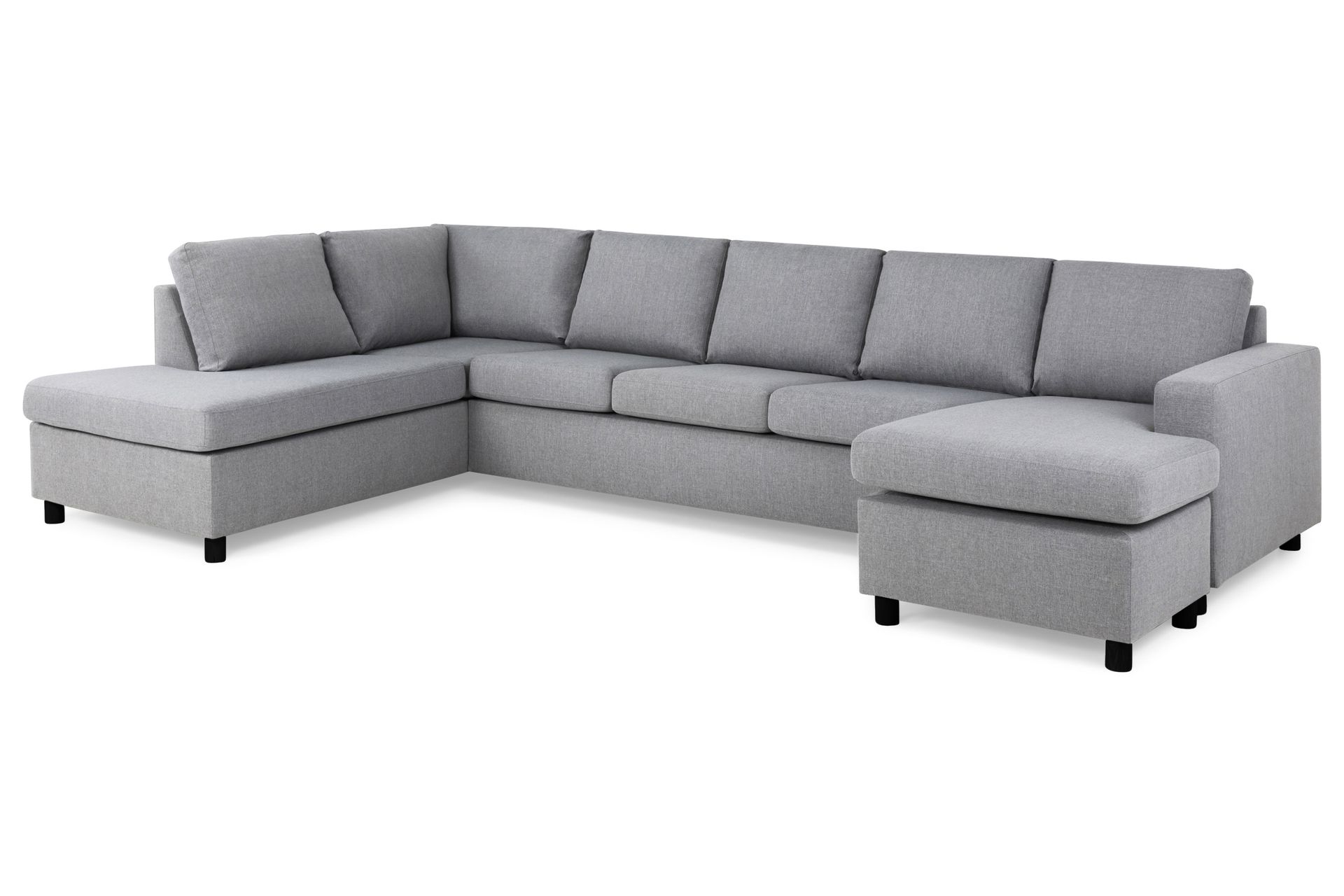Crazy 5-personers Venstrevendt U-formet X-Large Sofa med Chaiselong i Stof - Grå - Møbler - Sofaer - U Sofa