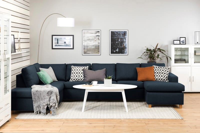 Crazy 5-personers Venstrevendt U-formet X-Large Sofa med Chaiselong i Stof - Blå - Møbler - Sofaer - U Sofa