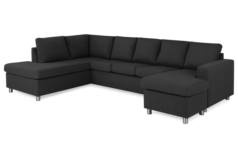 Crazy 5-personers Venstrevendt U-formet Sofa med Chaiselong i Stof - Antracit - Møbler - Sofaer - U Sofa