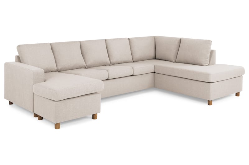 Crazy 5-personers Højrevendt U-formet X-Large Sofa med Chaiselong i Stof - Beige - Møbler - Sofaer - U Sofa