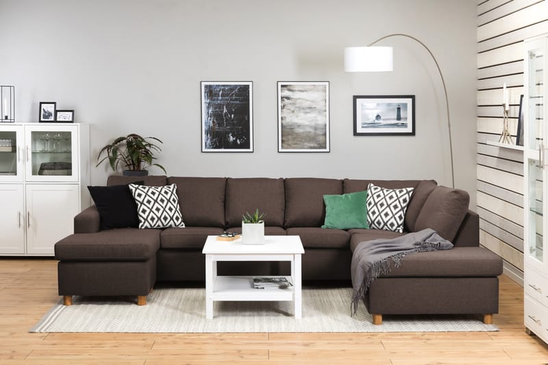 Crazy 5-personers Højrevendt U-formet X-Large Sofa med Chaiselong i Stof - Brun - Møbler - Sofaer - U Sofa