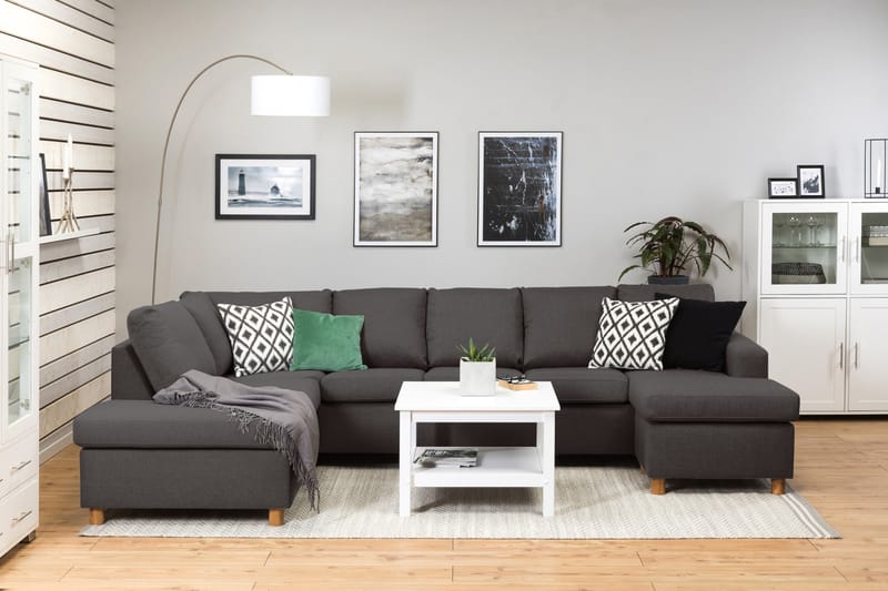 Crazy 5-personers Venstrevendt U-formet X-Large Sofa med Chaiselong i Stof - Mørkegrå - Møbler - Sofaer - U Sofa