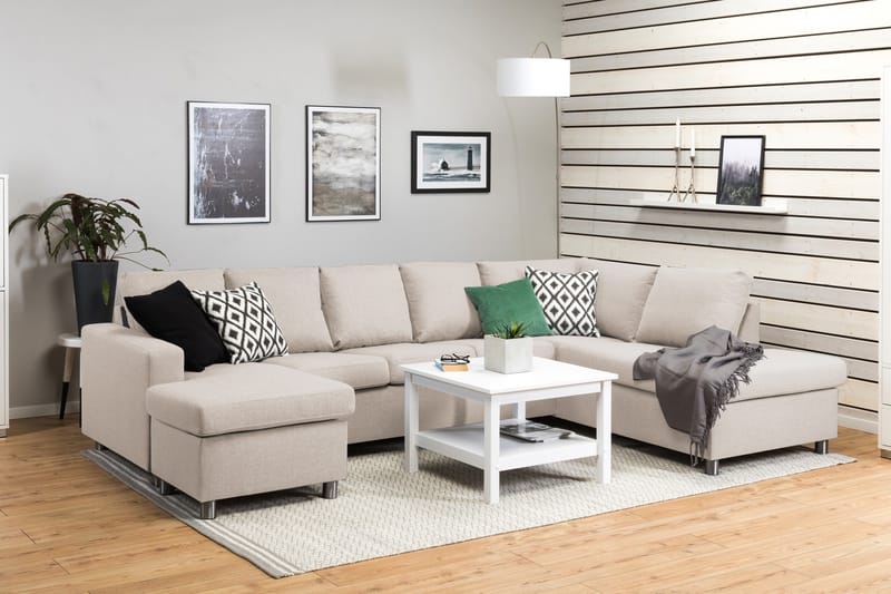Crazy 5-personers Højrevendt U-formet X-Large Sofa med Chaiselong i Stof - Beige - Møbler - Sofaer - U Sofa