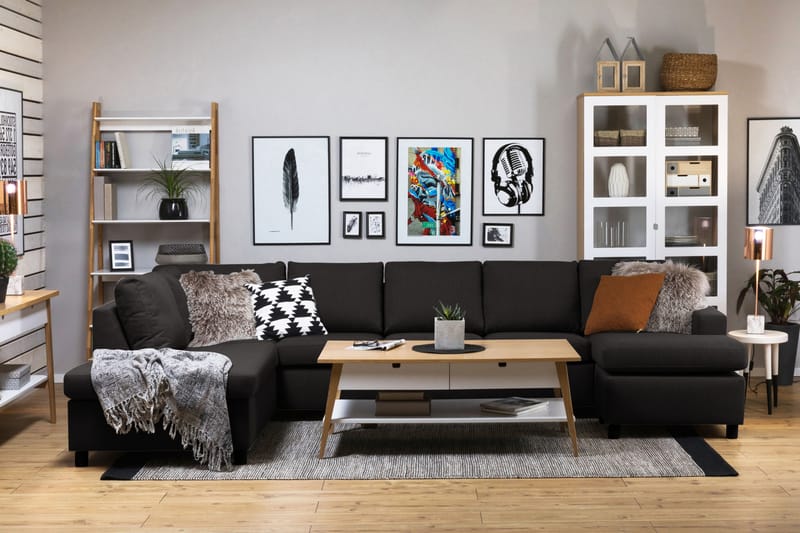 Crazy 5-personers Venstrevendt U-formet X-Large Sofa med Chaiselong i Stof - Antracit - Møbler - Sofaer - U Sofa
