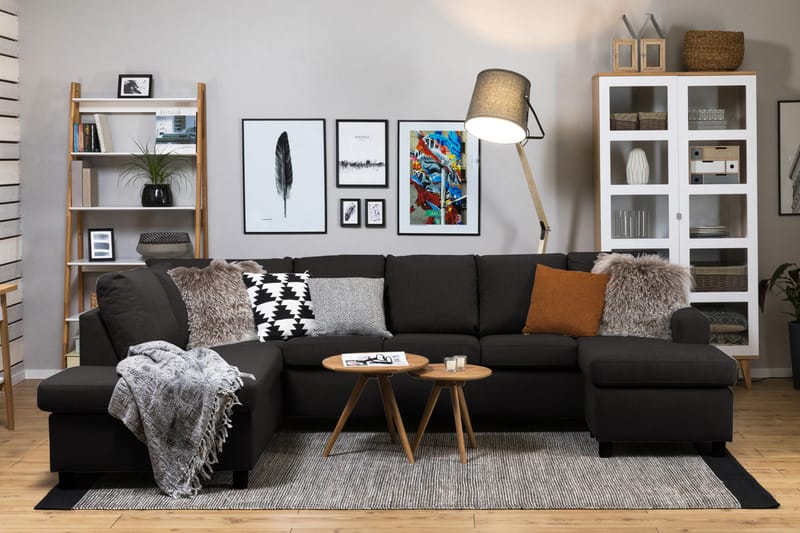 Crazy 5-personers Venstrevendt U-formet Sofa med Chaiselong i Stof - Antracit - Møbler - Sofaer - U Sofa