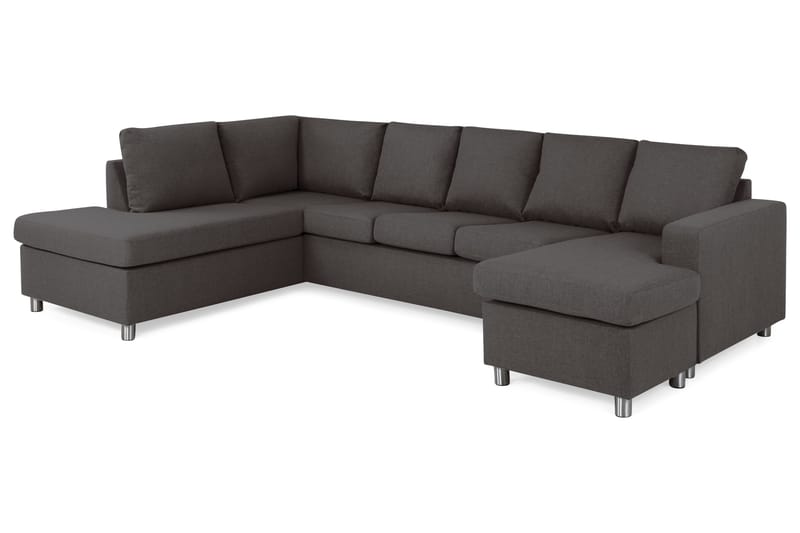 Crazy 5-personers Venstrevendt U-formet Sofa med Chaiselong i Stof - Mørkegrå - Møbler - Sofaer - U Sofa