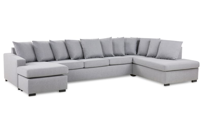 Crazy 5-personers Højrevendt U-formet X-Large Sofa med Divan og Chaiselong i Stof inkl. Kuvertpuder - Grå - Møbler - Sofaer - U Sofa